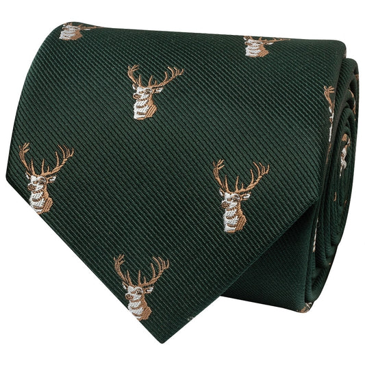 Bottle Green Deer Head Classic Mens Tie