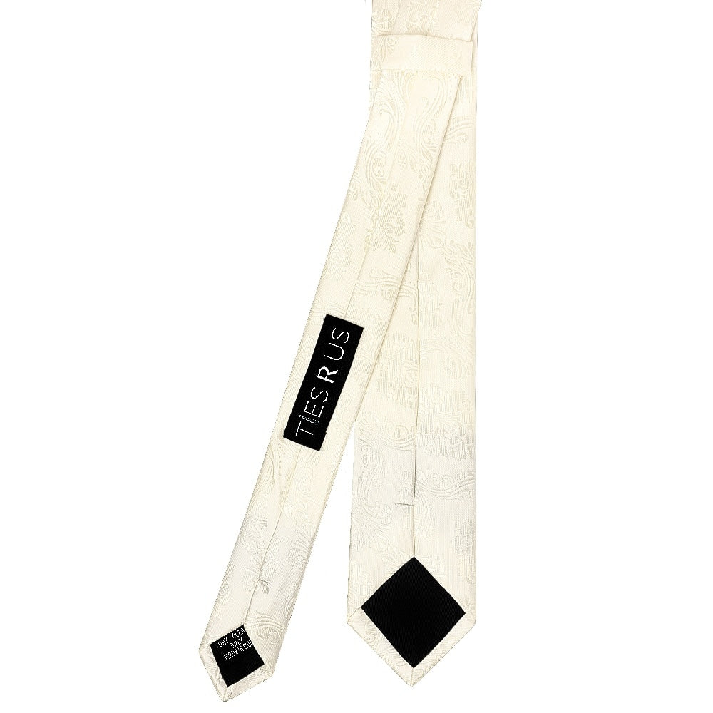 Ivory Paisley Skinny Mens Tie 3