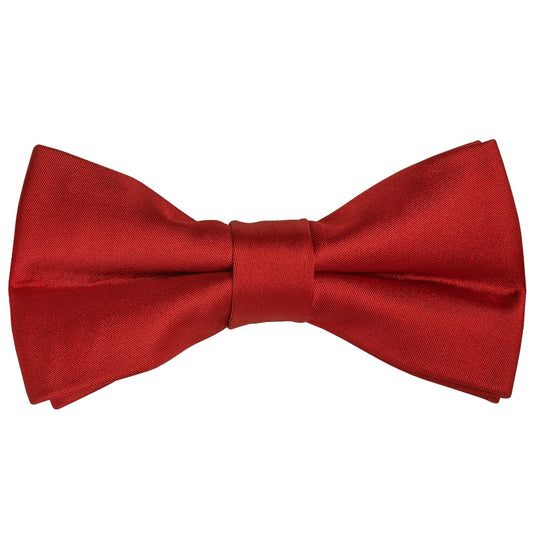 Pre Tied Scarlet Red Satin Boys Bow Tie And Pocket Square Set 2