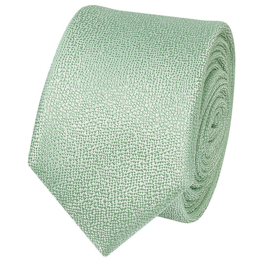 Plain Green Textured Silk Skinny Boys Tie 2