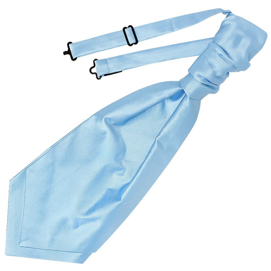 Plain Sky Blue Satin Mens Cravat Tie And Pocket Square Set 2