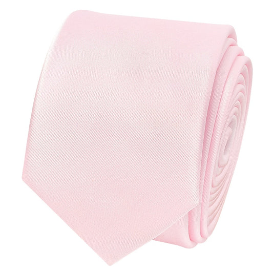 Plain Blush Pink Satin Skinny Mens Tie