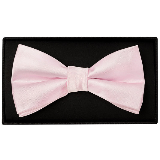 Plain Blush Pink Handmade Mens Bow Tie And Pocket Square Set 2