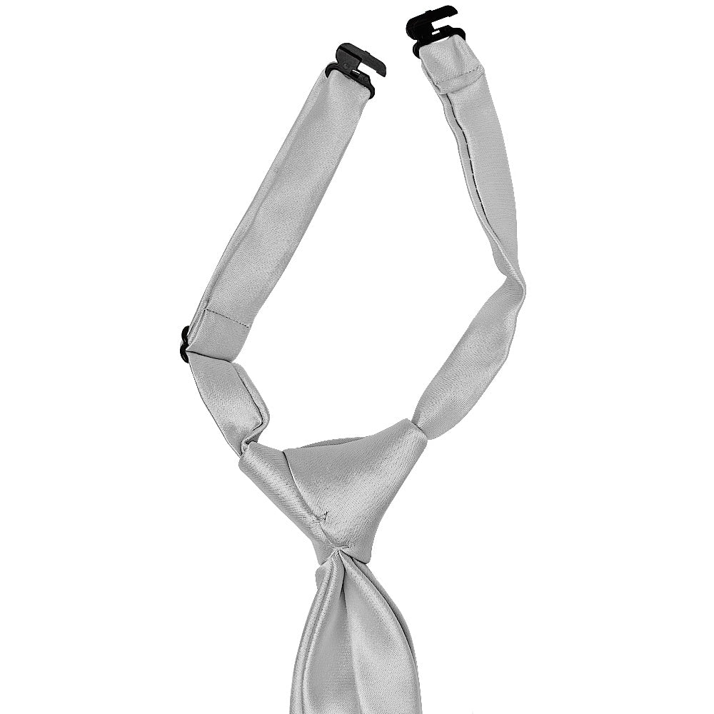 Pre Tied Silver Satin Boys Tie Age 4 7 2
