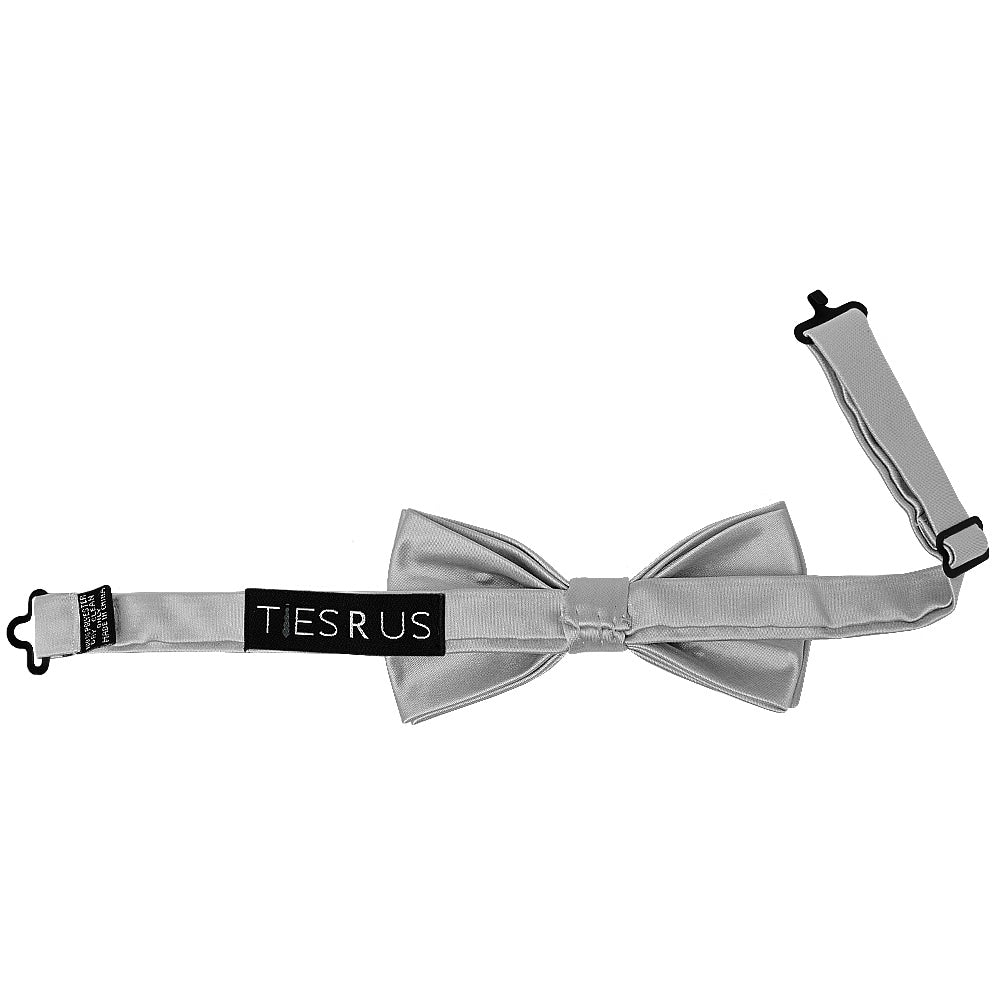 Pre Tied Silver Satin Boys Bow Tie Age 4 7 2