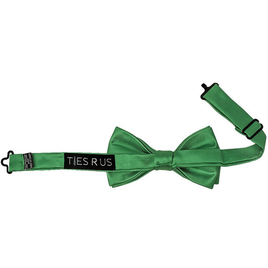 Pre Tied Emerald Green Satin Boys Bow Tie Age 8 11 2