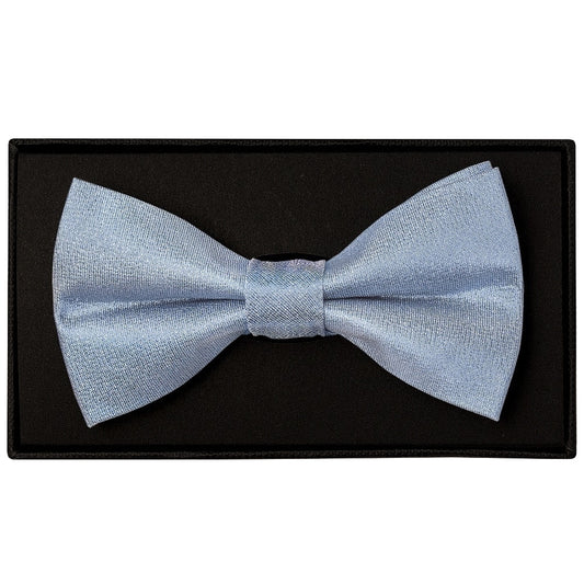 Plain Dusty Blue Silk Mens Bow Tie And Pocket Square Set 2