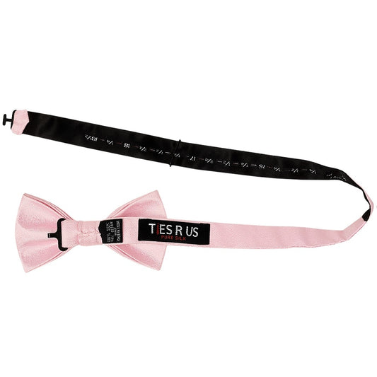 Plain Blush Pink Silk Mens Bow Tie 2
