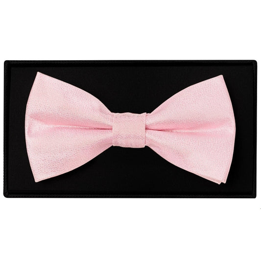 Plain Blush Pink Silk Mens Bow Tie And Pocket Square Set 2
