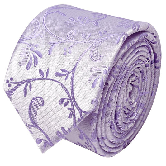 Lavender Floral Skinny Boys Tie 2