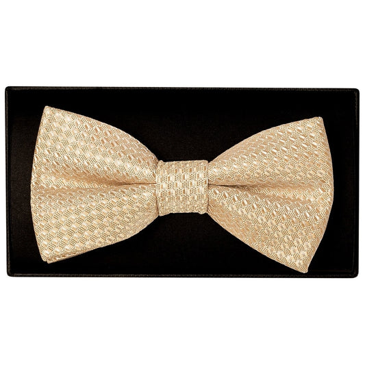 Gold Textured Mens Bow Tie And Pocket Square Set 2