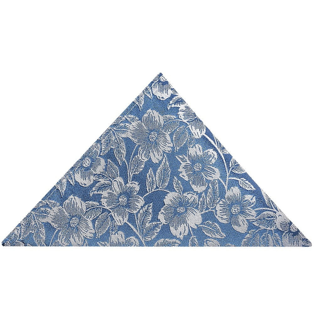 Dusty Blue Floral Silk Skinny Mens Tie And Pocket Square Set 5
