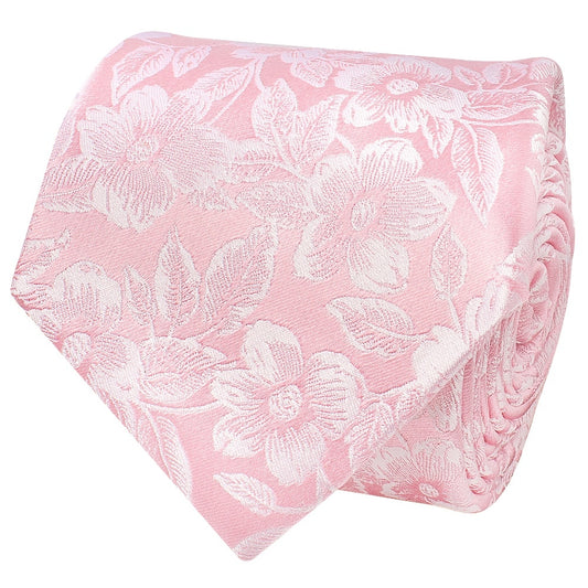Blush Pink Floral Silk Classic Mens Tie 2