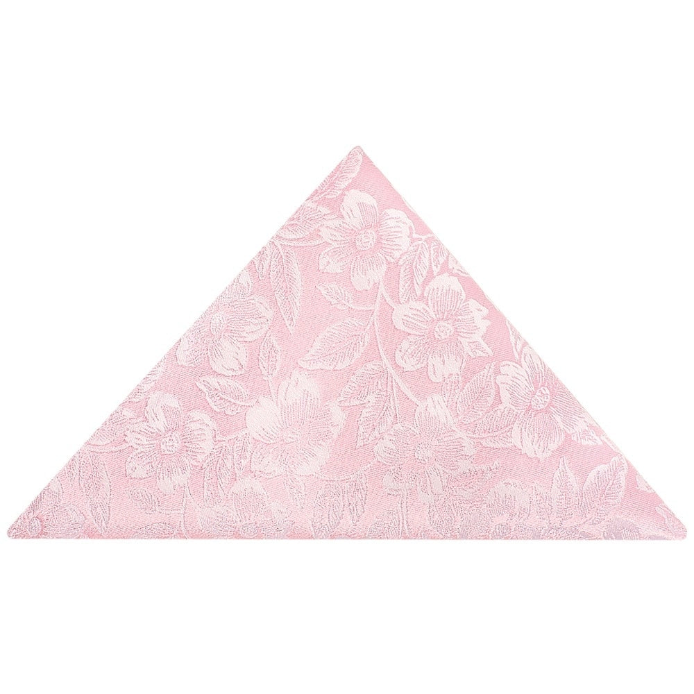 Blush Pink Floral Silk Classic Mens Tie And Pocket Square Set 5