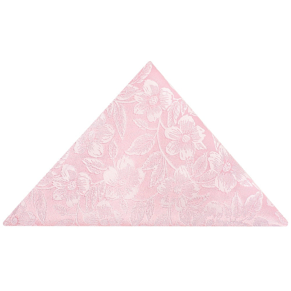 Blush Pink Floral Silk Skinny Mens Tie And Pocket Square Set 5