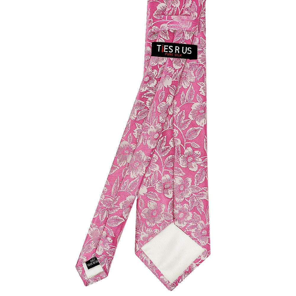 Dusty Pink Floral Silk Classic Mens Tie 3