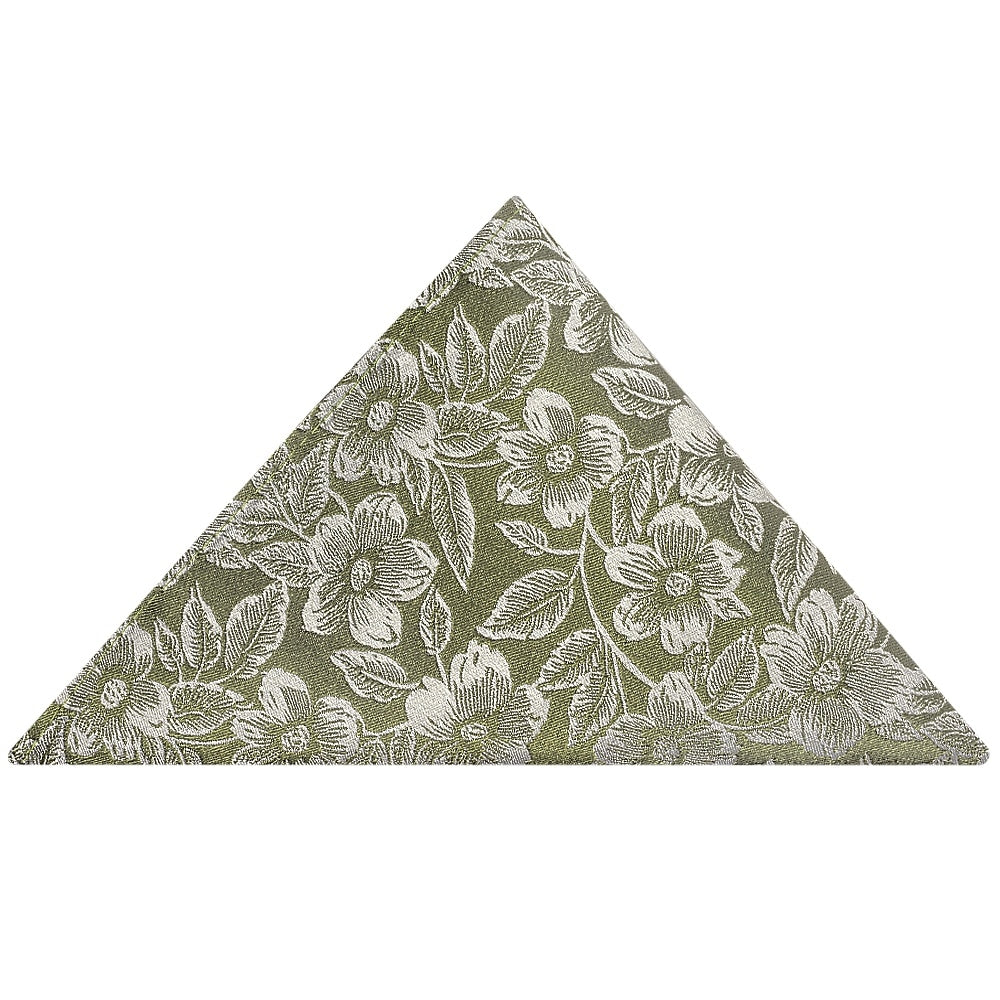 Olive Floral Silk Skinny Mens Tie And Pocket Square Set 5