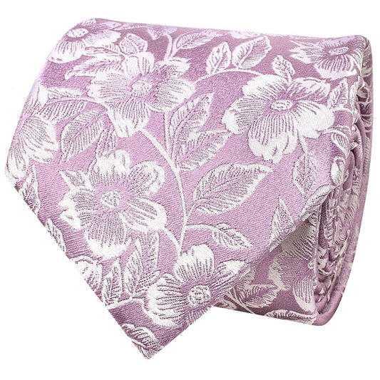 Mens Lilac Floral Silk Classic Tie 2
