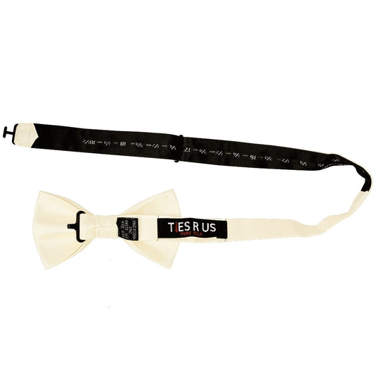 Plain Ivory Silk Mens Bow Tie 2