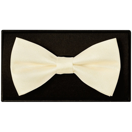 Plain Ivory Silk Mens Bow Tie And Pocket Square Set 2