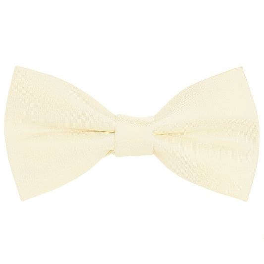 Pre Tied Ivory Silk Boys Bow Tie And Pocket Square Set Age 8 11 2
