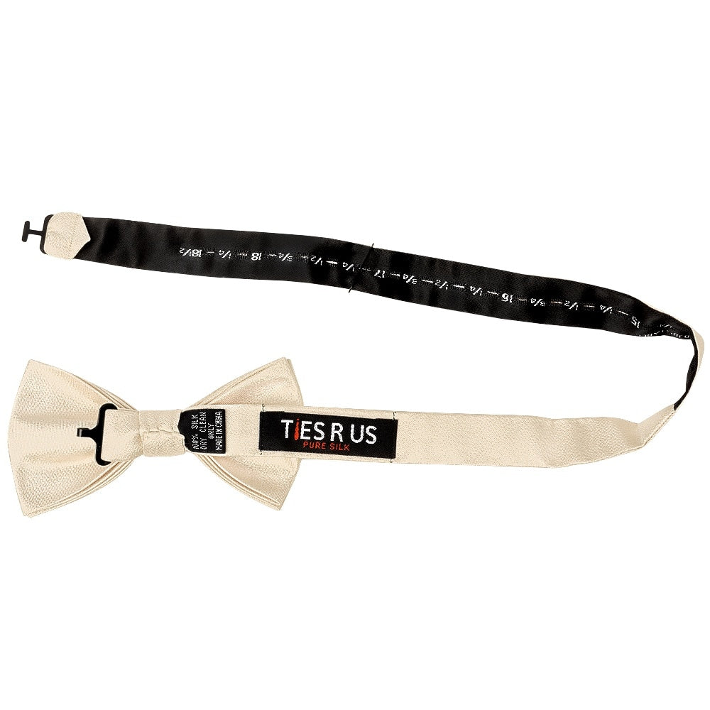 Plain Champagne Silk Mens Bow Tie 2