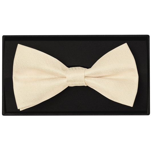 Plain Champagne Silk Mens Bow Tie And Pocket Square Set 2