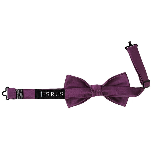 Pre Tied Plum Satin Boys Bow Tie Age 8 11 2