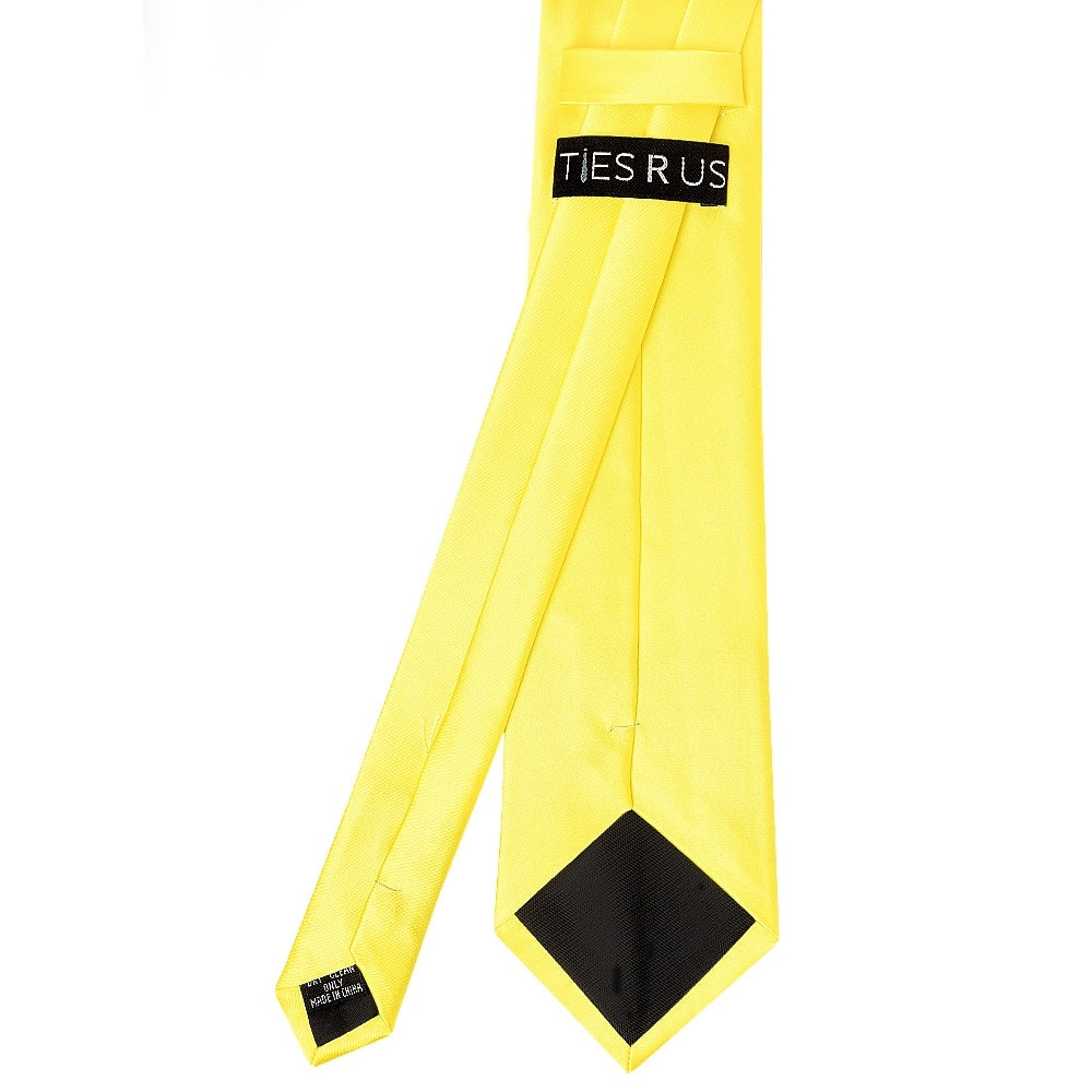 Pastel Yellow Satin Classic Mens Tie 3