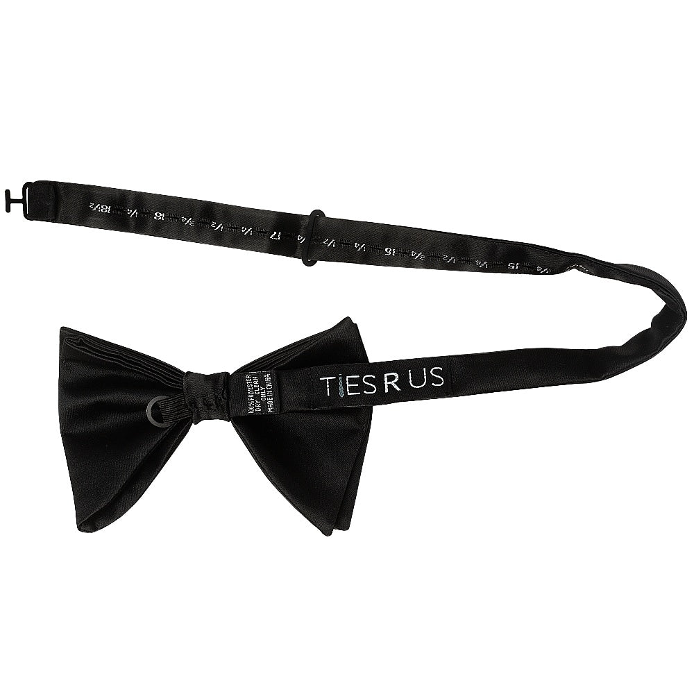 Mens Plain Black Oversized Satin Bow Tie 2