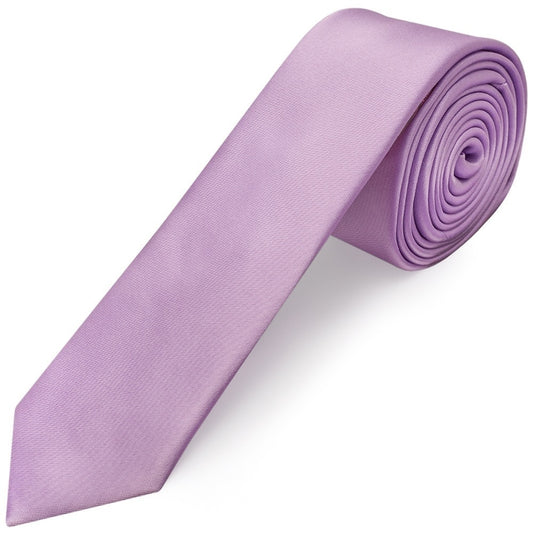 Plain Lilac Skinny Mens Tie And Pocket Square Set 2