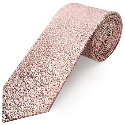 Plain Rose Gold Textured Silk Classic Mens Tie And Pocket Square Set 2
