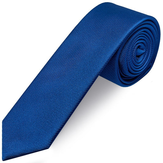 Royal Blue Silk Twill Skinny Mens Tie And Pocket Square Set 2