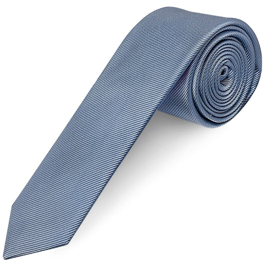 Dusty Blue Silk Twill Skinny Mens Tie And Pocket Square Set 2