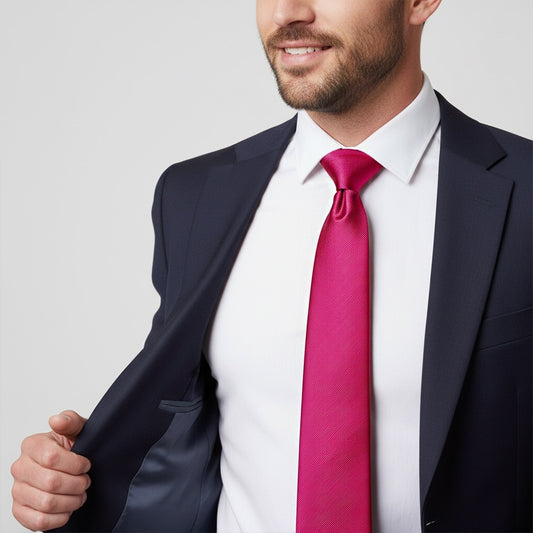 Fuchsia Pink Silk Twill Classic Mens Tie 2