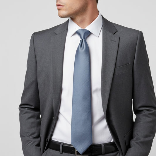 Dusty Blue Twill Silk Classic Mens Tie 2