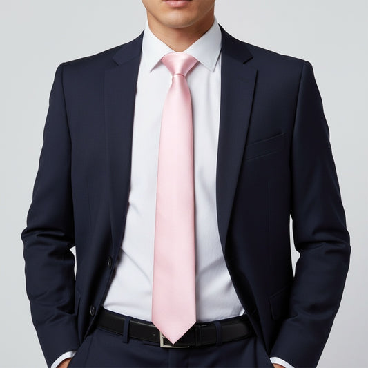 Plain Blush Pink Satin Classic Mens Tie 2