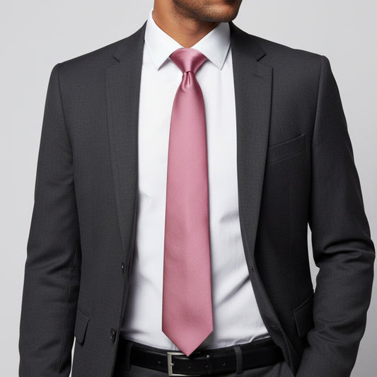 Plain Dusty Pink Satin Classic Mens Tie 2