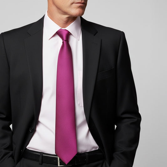 Plain Fuchsia Pink Satin Classic Mens Tie 2
