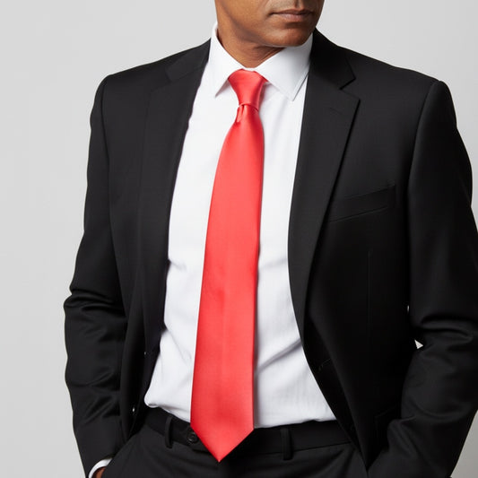 Plain Coral Pink Satin Classic Mens Tie 2