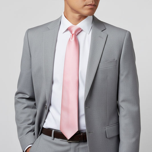 Baby Pink Satin Classic Mens Tie 2