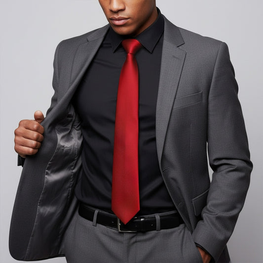 Plain Scarlet Red Satin Classic Mens Tie 2