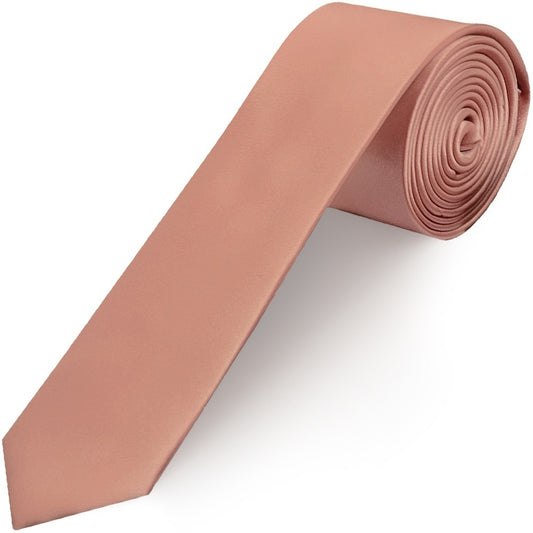 Rose Quartz Satin Skinny Mens Tie And Pocket Square Set 2