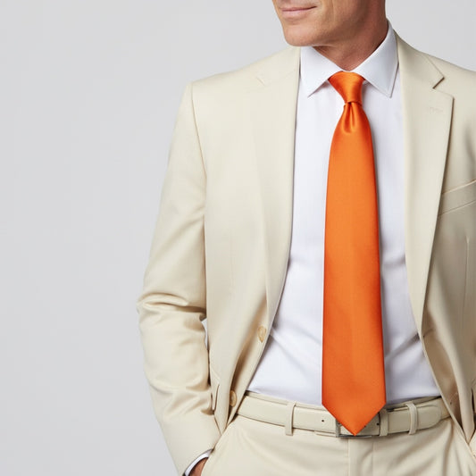 Plain Orange Satin Classic Mens Tie 2