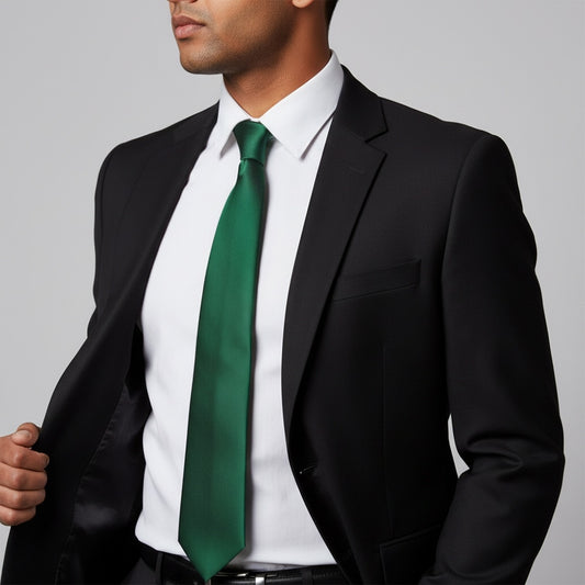 Plain Bottle Green Satin Classic Mens Tie 2