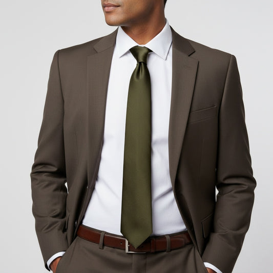 Plain Leaf Green Satin Classic Mens Tie 2