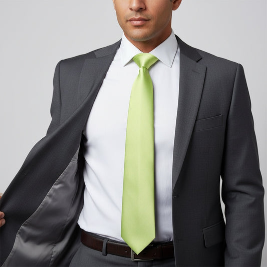 Plain Avocado Satin Classic Mens Tie 2