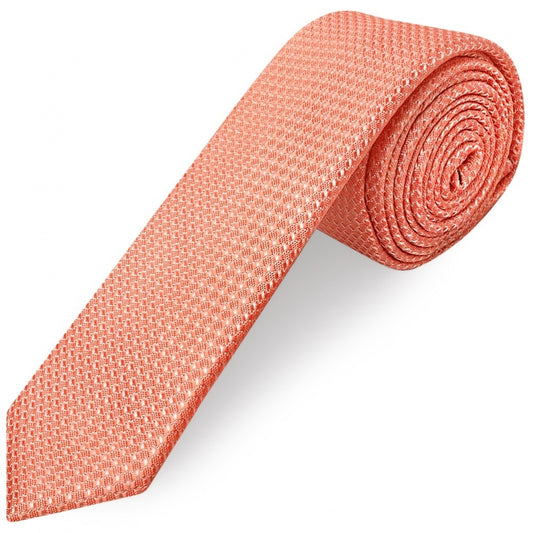 Coral Textured Skinny Tie And Pocket Square Set 2