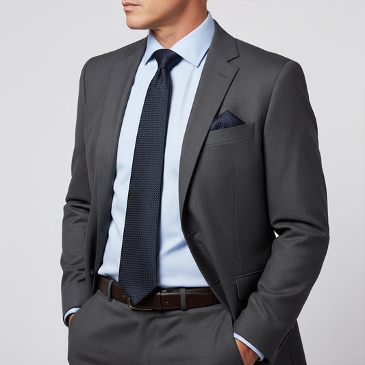 Navy Textured Classic Tie And Pocket Square Set 2