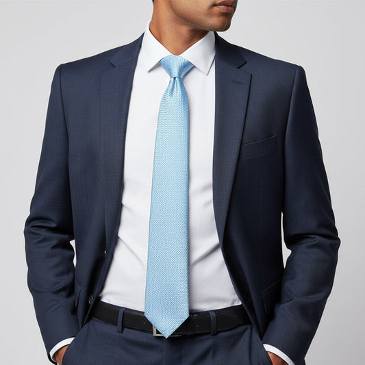 Dusty Blue Textured Classic Tie 2